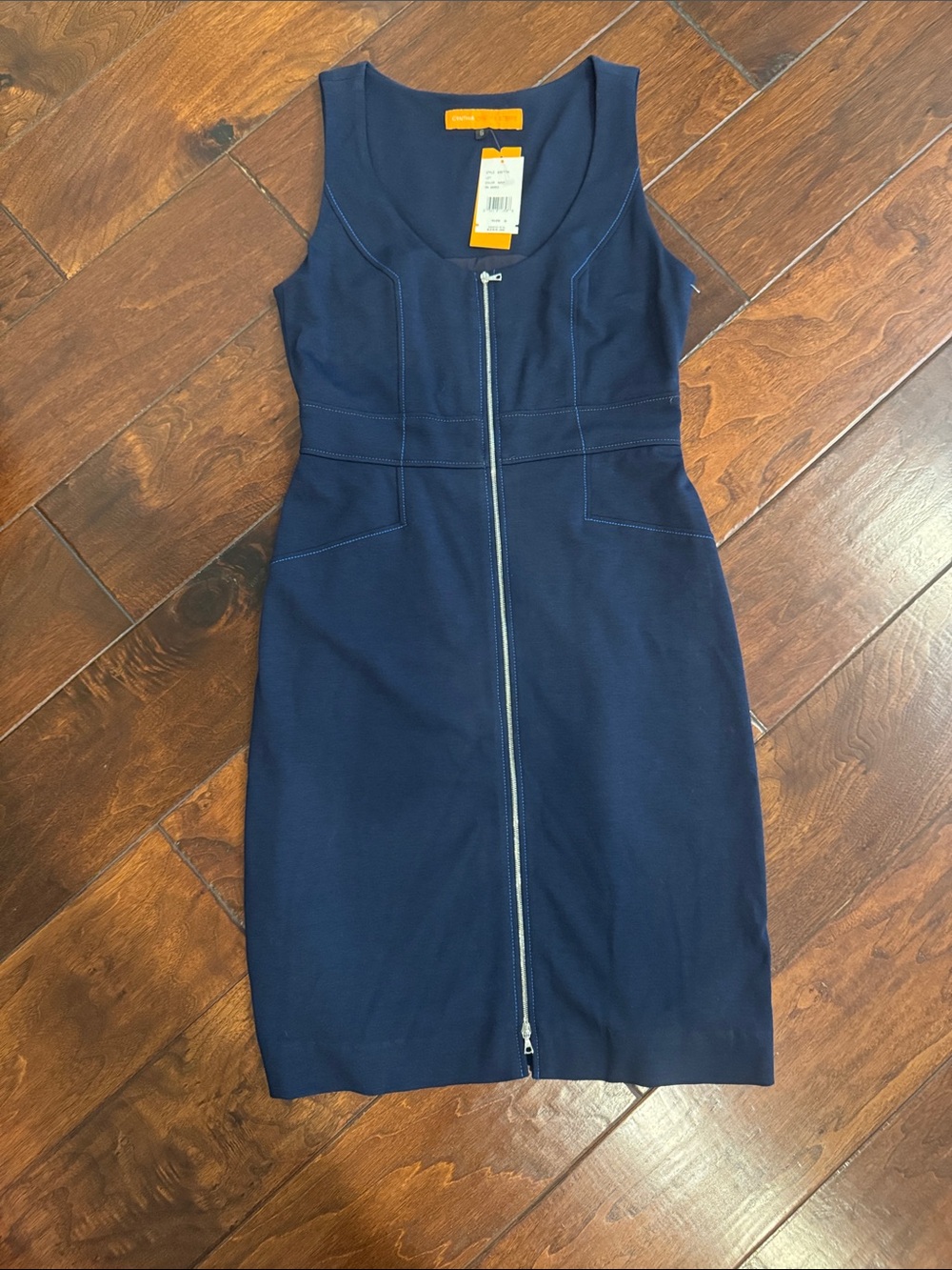 Cynthia Steffe Navy Zip-Front Sheath Dress